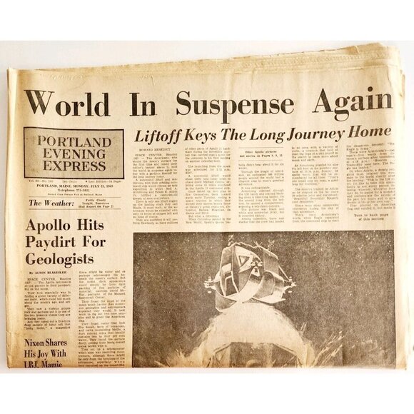 1969 Apollo 11 Moon Landing Return Mission Portland Express Newspaper 8/21 DWJJ - Picture 2 of 4